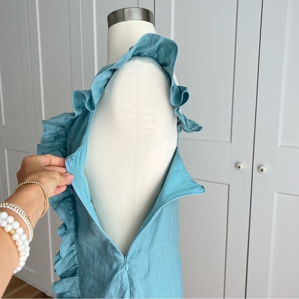 KARLIE Linen Raffle Mini Dress - Picture 4 of 11